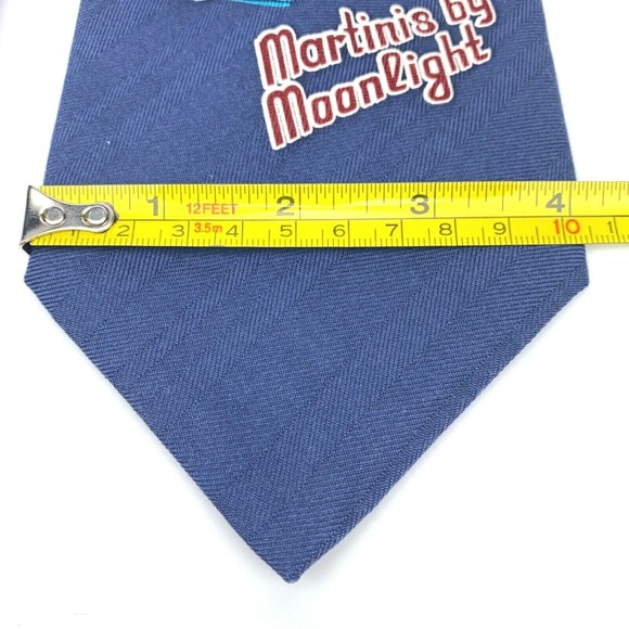 TOMMY BAHAMA Tie Martini's By Moonlight Mermaid 100% Silk Blue Mens Necktie 57" - Picture 8 of 9